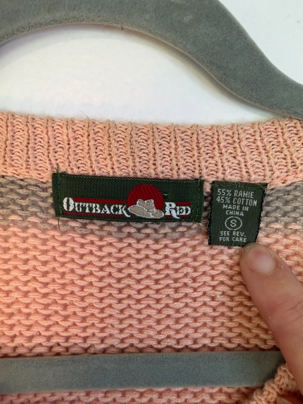 Outback Red Vintage Pink Gray Stripe Button Up Cardigan - Picture 4 of 6